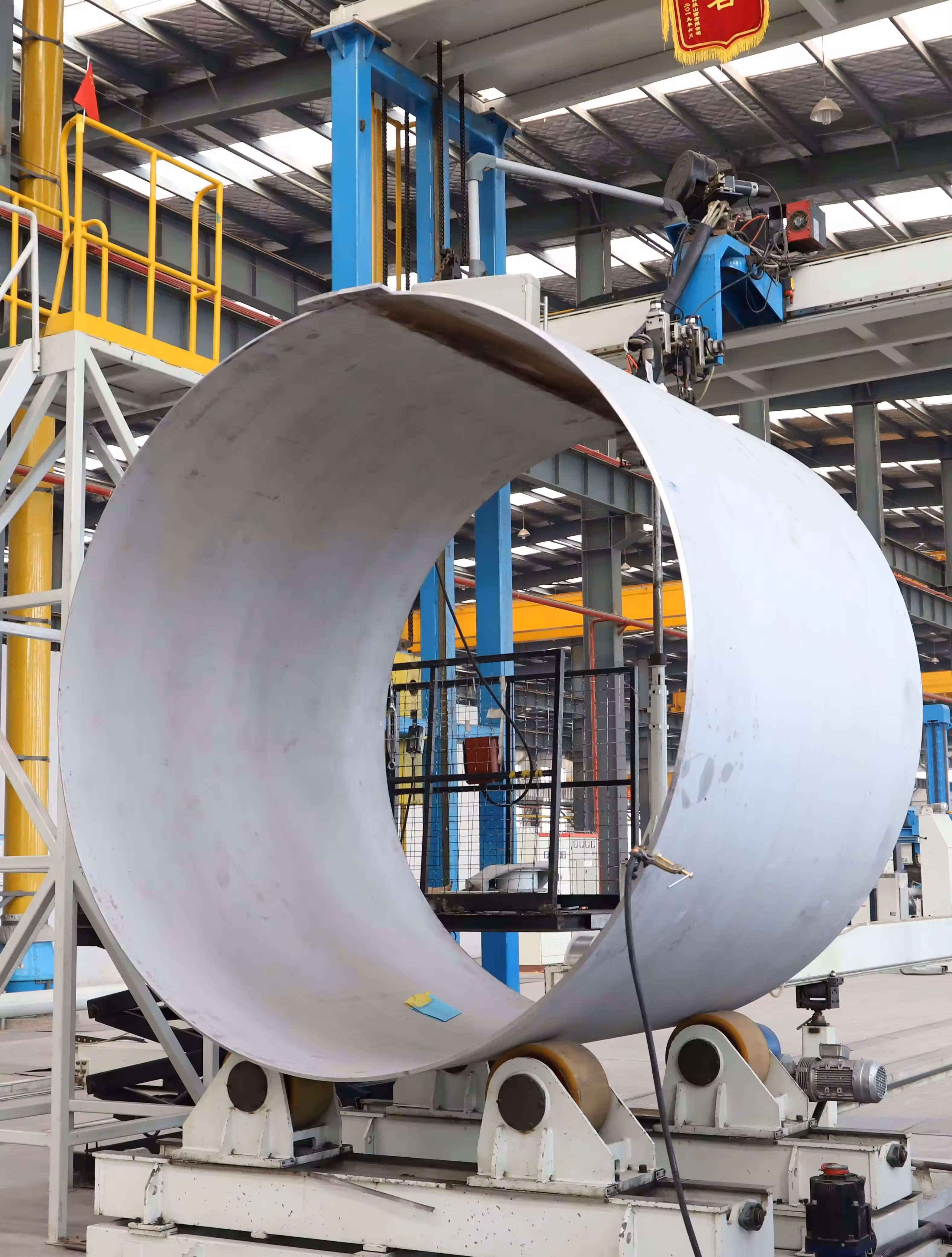 Industrial steel pipelines and tubes installed in a manufacturing plant - right view